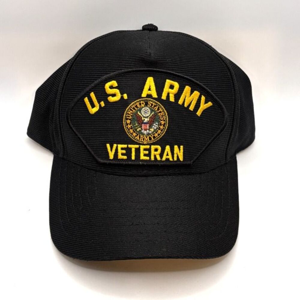 U.S. Army Veteran Eagle Crest Black Snapback Hat Cap Embroidered Eagle USA Made